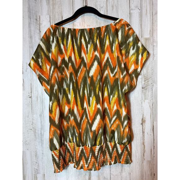 Women's Michael Kors Blouse Mulitcolored Abstract Top 2X - Picture 3 of 4